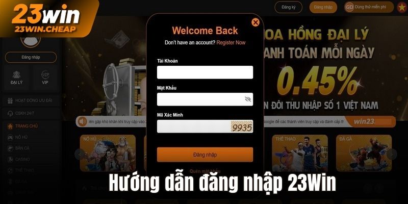 Hướng dẫn đăng nhập 23Win